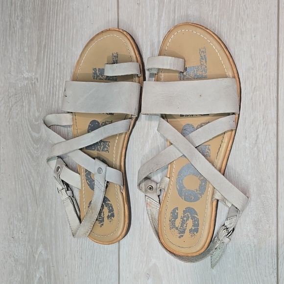 Sorel Women Ankle Leather Sandals Flats flip flop shoes sz 7 - Picture 2 of 14